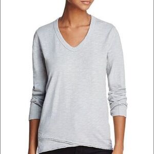 J. Crew Grey Ruched V-neck 100% Merino Sweater M